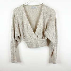 Urban Outfitters Textured Faux Wrap Pullover‎ Top Women's Size XS Cozy Chic thumbnail 2