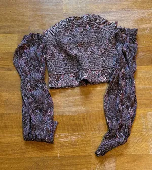 Anthropologie Brown Paisley Smocked Top thumbnail 1