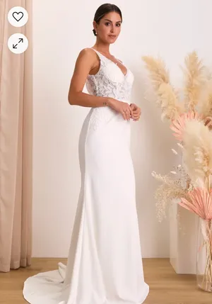 Lulus Nwot White Beaded Maxi Dress Size Medium MSRP $258 thumbnail 4