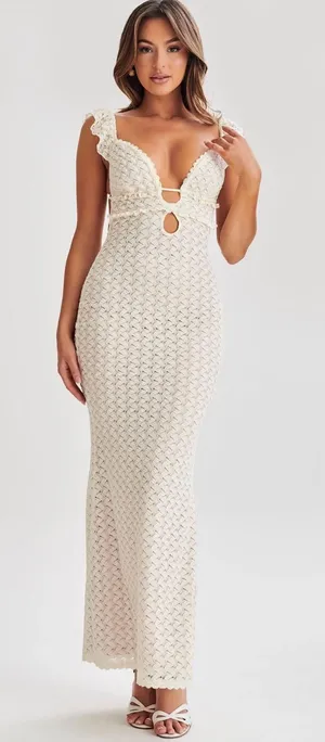 Meshki Ezra Lace Maxi Dress - Ivory thumbnail 1