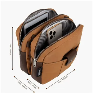 Riffty Small Crossbody Travel Duffle Bag Vintage Carry On Leather Canvas Shoulde thumbnail 2