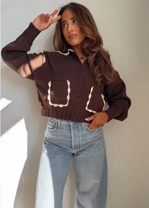 These Three Boutique Cropped brown sweater thumbnail 1