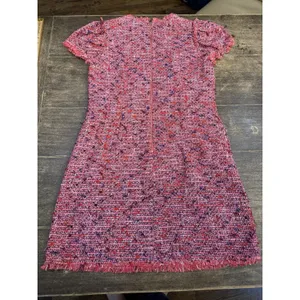 Kate Spade New York Flutter Sleeve Tweed Dress Pink Size 12 Jackie O Preppy‎ thumbnail 3