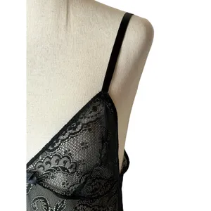 Victoria's Secret Chemise Women Medium Black Sheer Lace Corset Back Coquette thumbnail 6