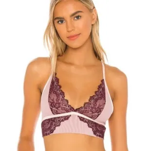 Free People Beautiful Berry Lace Bralette Bra thumbnail 1