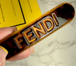Fendi Brown Tortoise Logo Hair Clip thumbnail 1