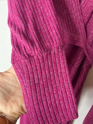 NWT Anthropologie Daily Practice Magenta Ribbed Collared Maxi Wrap dress thumbnail 8