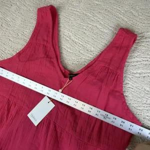 Women's NEW Quince Size XL 100% Organic Cotton Gauze Tiered Maxi Dress Pink thumbnail 6