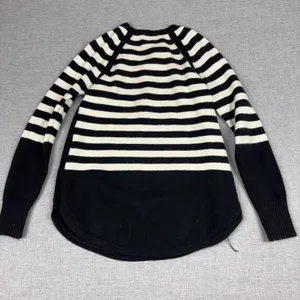 Anthropologie Sweater Womens M Black Striped Crew Neck Raglan Lightweight thumbnail 9