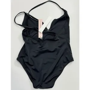 Aqua Swim Black Rhinestone Studded V-Neck One Piece Swimsuit XS NEW thumbnail 3