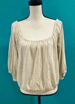 Free people white knitted top thumbnail 1