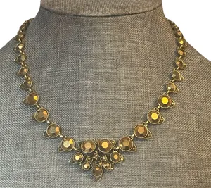Vintage Rhinestone Statement Necklace Gold thumbnail 1