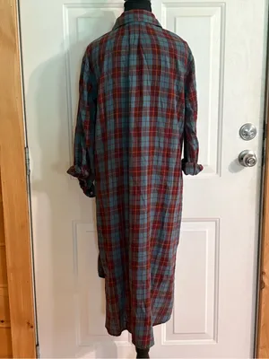 Natural Life size S Plaid Button-Front Shirt Dress in Blue and Brown. NWOT thumbnail 4