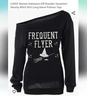 Halloween Off shoulders sweatshirt slouchy. Witch long sleeve pullover size la thumbnail 1