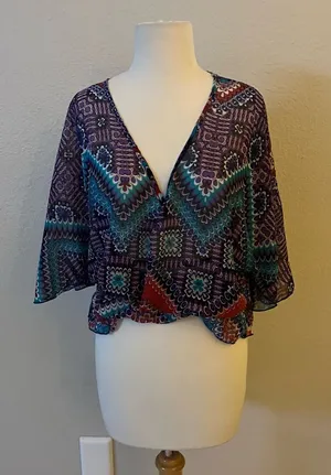 Eight Sixty Anthropologie V neck blouse thumbnail 1
