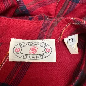 VTG H. Stockton 90s Midi Jumper Dress 10 Red Plaid‎ Farm Prairie Modest Grunge thumbnail 6