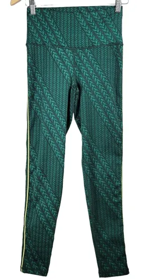 Aerie Women's High Waisted Leggings Green Cable Knit‎ Print Size Medium thumbnail 1