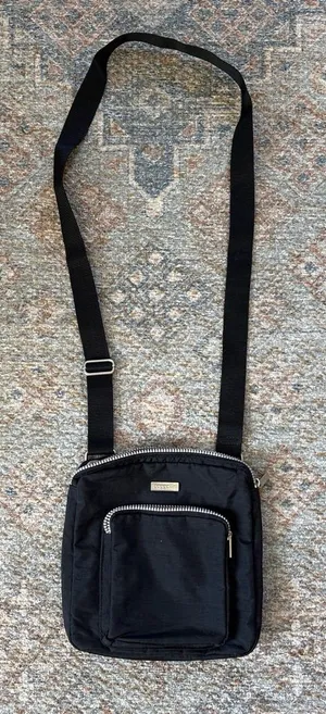 Baggallini Black Compact Crossbody Bag with Silver Zippers thumbnail 1