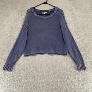 American Eagle Outfitters Sweater Womens L Cropped Crew Neck Washed Slouchy Boxy thumbnail 2