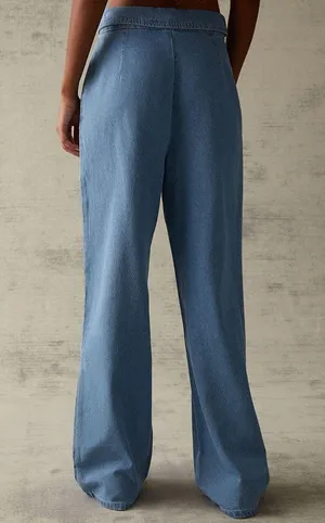 BNWT PacSun Light Blue Fold Over Jeans thumbnail 4