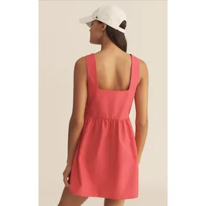 Daily Practice Anthropologie Women Mini Dress Magenta Hot Pink L Split Neck $98 thumbnail 2