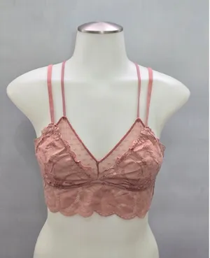 Aerie Pink Whimsy Romantic Boudoir Bridal Cottage Lingerie Lace Bralette Small thumbnail 1