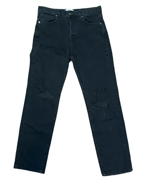 Free People We The Free Black‎ Distressed High Rise Straight Leg Jeans 26 Button thumbnail 1