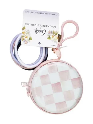Goody x MacKenzie Childs Pouch Rosy Check Purse Charm 15ct Elastic Hair Ties New thumbnail 1