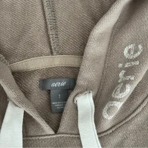Aerie Beige Cropped Cotton Loose Fit Hoodie thumbnail 2