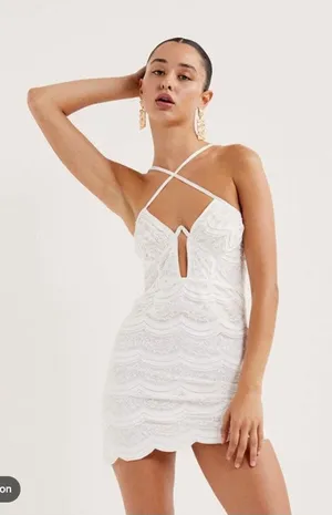 For Love and Lemons Mimi Mini Dress White Lace Bustier Womans S thumbnail 1