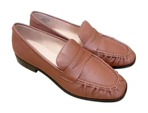 J. Crew Brown Leather Maison Ruched Loafers Sz 9 thumbnail 1