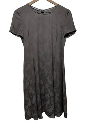 Emporio Armani‎ Womens Sheath Dress Gray Size S 40 Floral Semi Sheer Pleated thumbnail 1