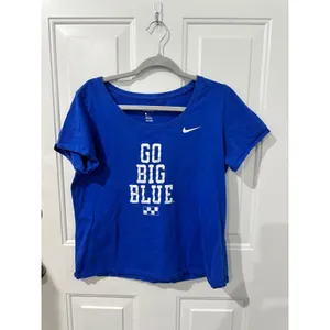 Nike Womens Blue Athletic Cut‎ Tee Go Big Blue UK Logo Large Cotton Blend thumbnail 3