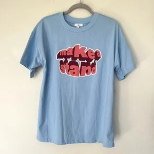 NEW Bp Make a Stand Graphic Tee T-shirt SMALL Blue Short Sleeve positive vibe thumbnail 2