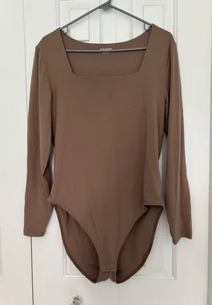 Old Navy Tan Bodysuit Square Neck thumbnail 1