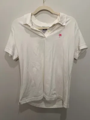 Lilly Pulitzer Shrunken Polo White Pink Logo Size XL thumbnail 1