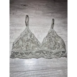 Aerie Lace Bralette - Light Gray Floral Lace Small Medium thumbnail 2