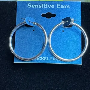 Classic Silver Hoop Earrings for Sensitive Ears thumbnail 2