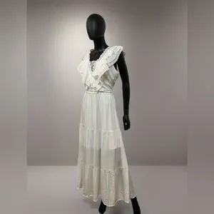 SHEIN White Lace Contrast Maxi Dress‎ Size M thumbnail 3