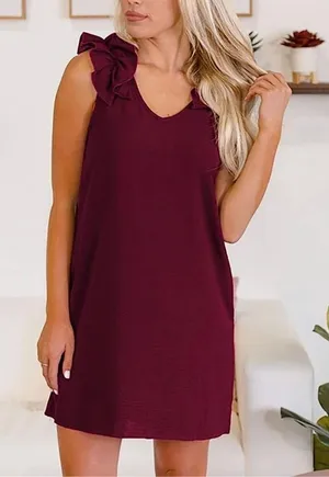 Womens Anthropologie Entro Ruffle Shoulder Gather Around Mini Dress - Sz S thumbnail 1