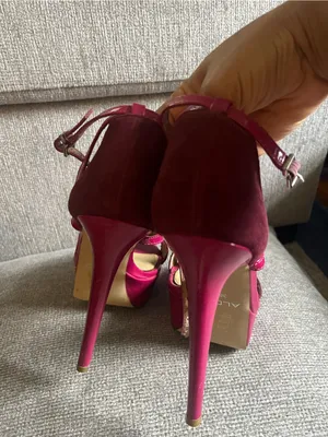 Aldo Burgundy Red Strappy Block Heel Sandals thumbnail 5