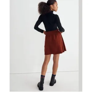 Madewell Brown Corduroy Paperbag Button-Front Mini Skirt Dusty Redwood Sz S thumbnail 3