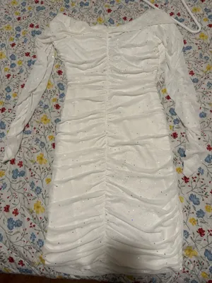Off shoulder long sleeve white dress  thumbnail 3