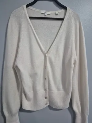 Vince sweater button up cardigan wool off white cashmere blend size small thumbnail 1
