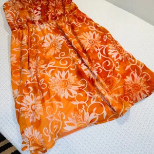 Maurice's Orange Floral Sunburst Dress V-Neck Spaghetti Strap Beach Mini Sundress- M thumbnail 8