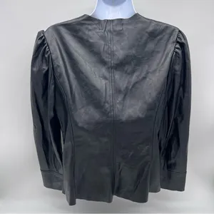 DO+BE Black Vegan Leather Zippered Front Jacket with Puff Sleeves-Size M thumbnail 6