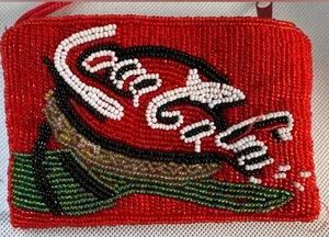 VINTAGE: small, beaded wristlet bag Red thumbnail 7