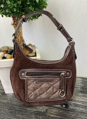 Tommy Hilfiger Brown Corduroy Zip Mini Bag thumbnail 1
