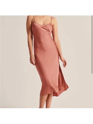 NWT Abercrombie & Fitch Spaghetti Strap Silky Hand Lined Long Slip Dress, L thumbnail 3