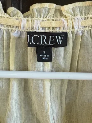 Like New J. Crew Ruffle Trimmed Button-Up Top Yellow Size Small thumbnail 3